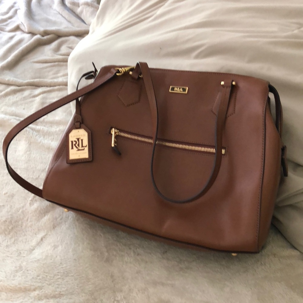 Large RL brown leather (shoulder or cross-body)